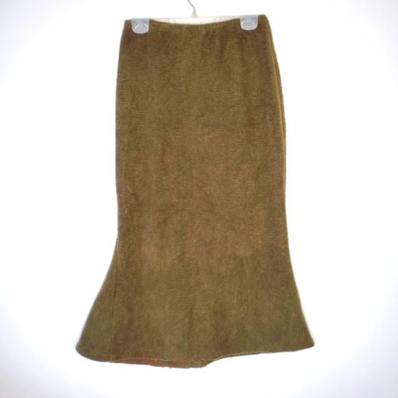 Green knit maxi skirt with orange polkadots - Picture 3 of 11